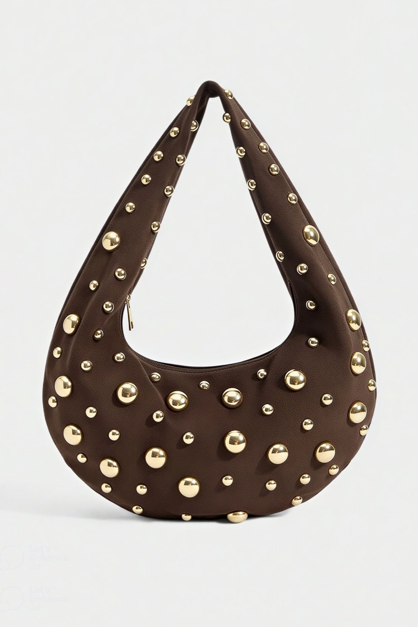 Braune Wildleder Hobo Bag mit Nieten