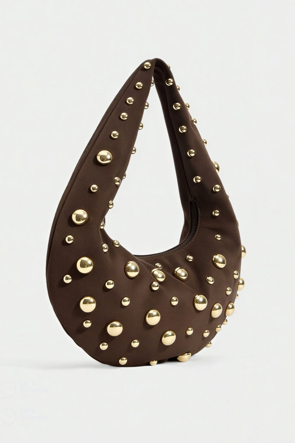 Braune Wildleder Hobo Bag mit Nieten
