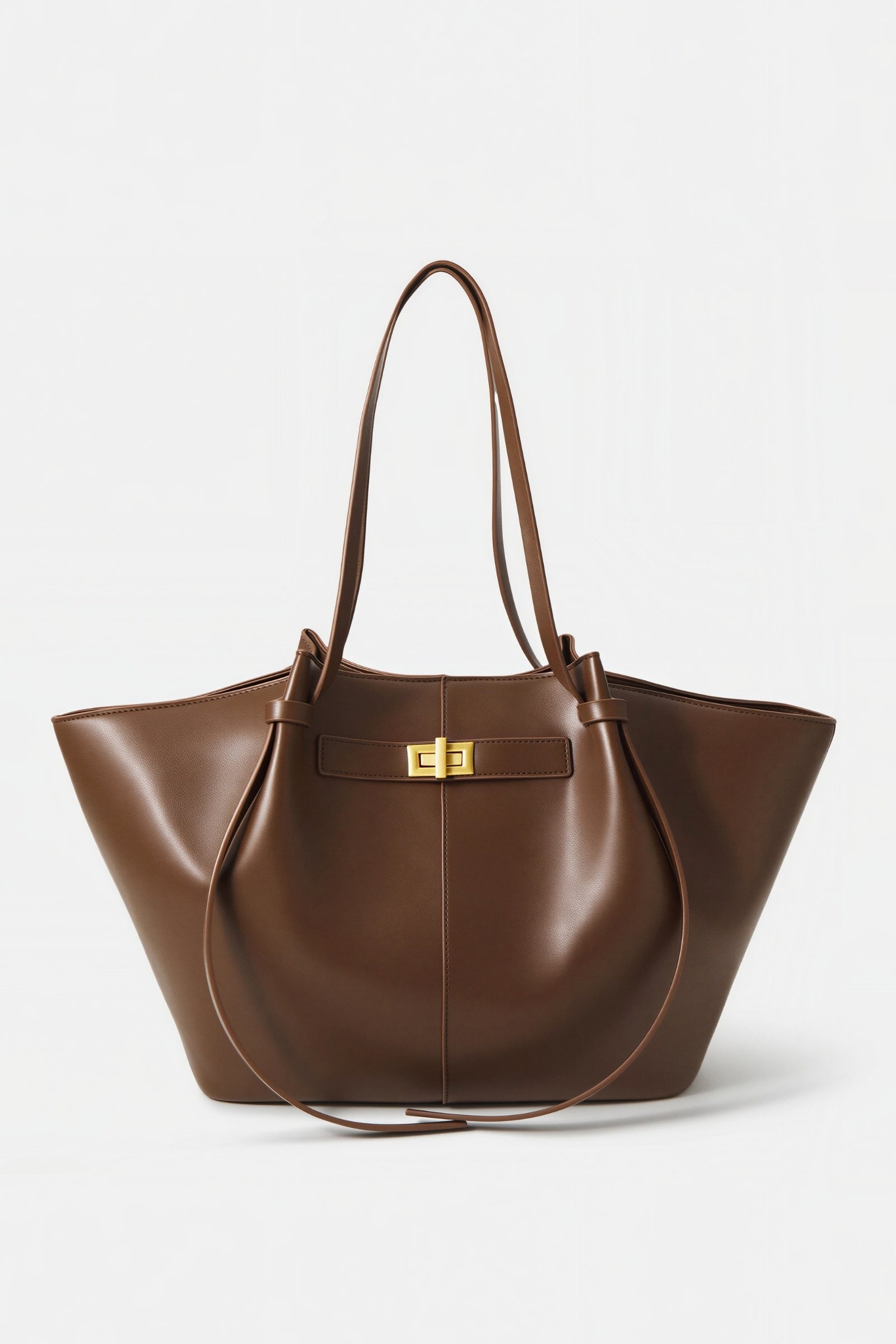 Brauner Shopper mit goldfarbenem Verschluss
