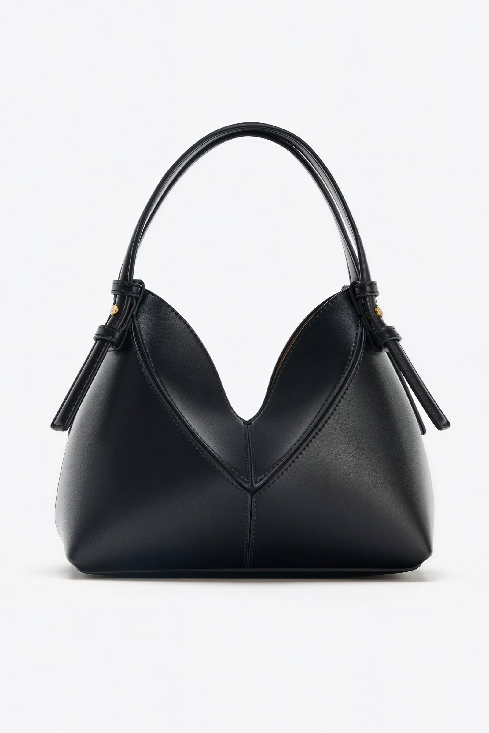 Schwarze strukturierte Handtasche