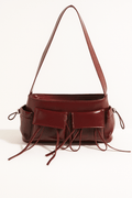 Schoudertas bordeaux rood met strikjes - Navoir
